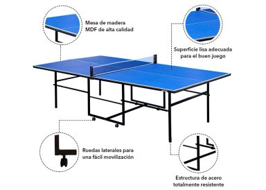 MESA DE PING PONG ATLETIS ACERO 76 CM X 274 CM PLEGABLE AZUL - 4