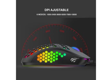 MOUSE GAMER RGB 10000 DPI 7D MS878 NEGRO - 3