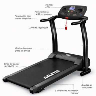 TROTADORA ATLETIS 12 KM/H PLEGABLE M201 BLUETOOTH NEGRO - 7