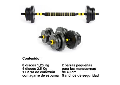 SET BARRA Y MANCUERNAS ATLETIS AJUSTABLE 20 KG AMARILLO - 3