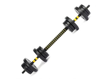 SET BARRA Y MANCUERNAS ATLETIS AJUSTABLE 20 KG AMARILLO - 4