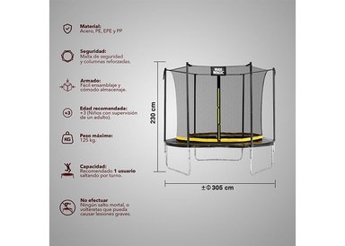 CAMA ELÁSTICA 305 CM (10 FT) NEGRO - 3