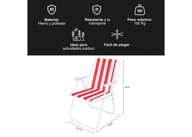 SILLA PLEGABLE CON REPOSABRAZOS MULTICOLOR - 3