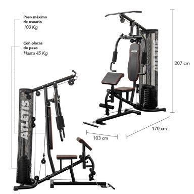 HOME GYM ATLETIS TF-7080A MULTIFUNCIONAL ELITE NEGRO - 2
