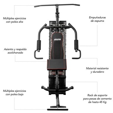 HOME GYM ATLETIS TF-7080A MULTIFUNCIONAL ELITE NEGRO - 3
