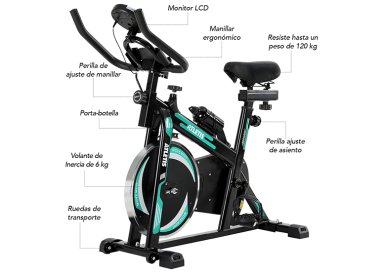 BICICLETA SPINNING ATLETIS K300 CAPACIDAD 120 KG VERDE - 2