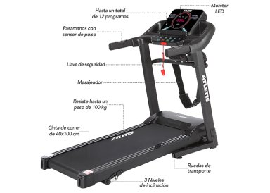TROTADORA ATLETIS APEX 3 PLUS 12.8 KM/H 1.5HP PLEGABLE MULTIFUNCIÓN - 2