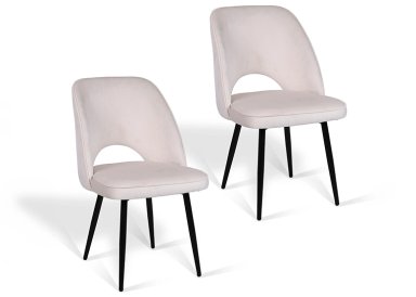 PACK NOVAHUS 57105 TERCIOPELO BEIGE 2 SILLAS DE COMEDOR OVAL - 1