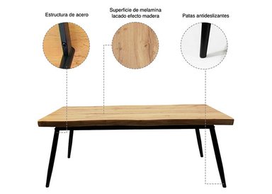 MESA DE CENTRO 40X60X120 METAL MADERA - 5