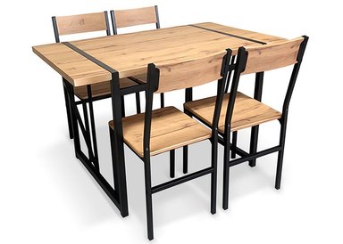 COMEDOR MESA 75X70X120 4 SILLAS METAL-MADERA - 1