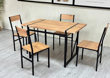 COMEDOR MESA 75X70X120 4 SILLAS METAL-MADERA - 2