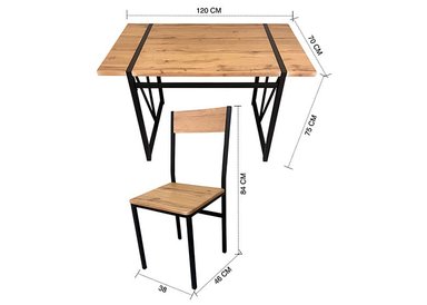 COMEDOR MESA 75X70X120 4 SILLAS METAL-MADERA - 3