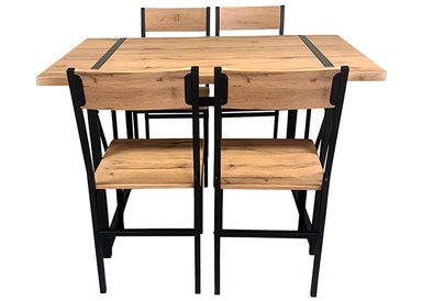 COMEDOR MESA 75X70X120 4 SILLAS METAL-MADERA - 4