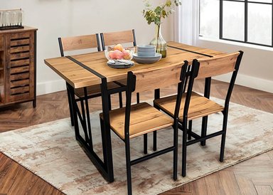 COMEDOR MESA 75X70X120 4 SILLAS METAL-MADERA - 6