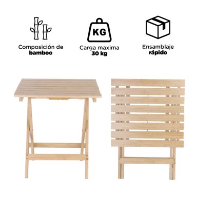 MESA DE CAMPING PLEGABLE DE BAMBOO 46×51×56 CM - 4