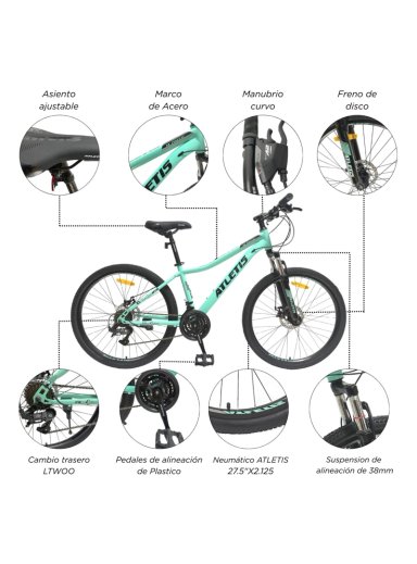 BICICLETA MOUNTAIN BIKE W FORCE TURQUESA ARO 27.5 ATLETIS - 4