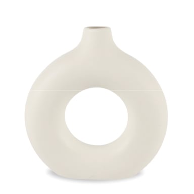 FLORERO REDONDO CERAMICA BLANCO 23 CM - 1