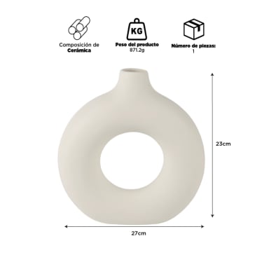 FLORERO REDONDO CERAMICA BLANCO 23 CM - 2