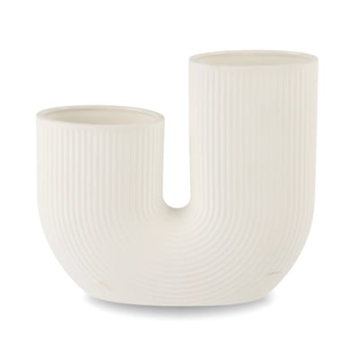 FLORERO ADORNO CERAMICA BLANCO 21CM - 1