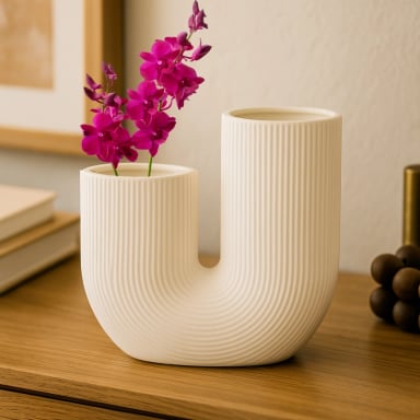 FLORERO ADORNO CERAMICA BLANCO 21CM - 3