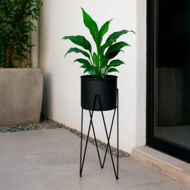 PORTA MACETERO PEDESTAL DECORATIVO NEGRO 63 CM - 2