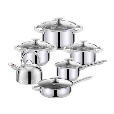 BATERIA 12 PIEZAS ACERO INOXIDABLE CLASICA - 1
