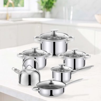 BATERIA 12 PIEZAS ACERO INOXIDABLE CLASICA - 2