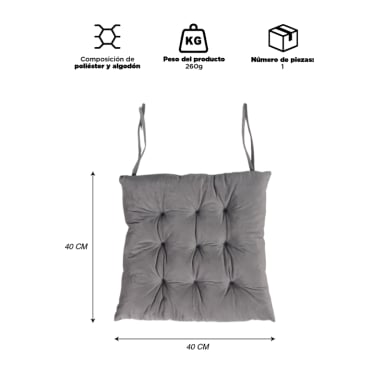 COJIN PARA SILLA GRIS CLARO 40X40 CM - 4