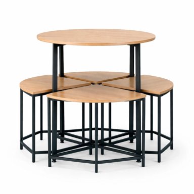 COMEDOR 4 SILLAS MESA REDONDA 80X80 INDUSTRIAL - 6