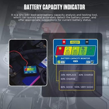 SCANNER AUTO AUTOOL PROBADOR ANALIZADOR BATERÍA BT60 BATERÍA 12-24V - 3