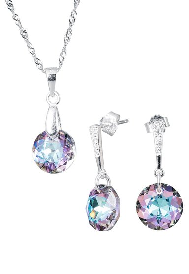 CONJUNTO JOYAS MONTERO PLATA ITALIANA 925 GRACIA Y CRISTALES GENUINOS VITRAL LIGHT - 1