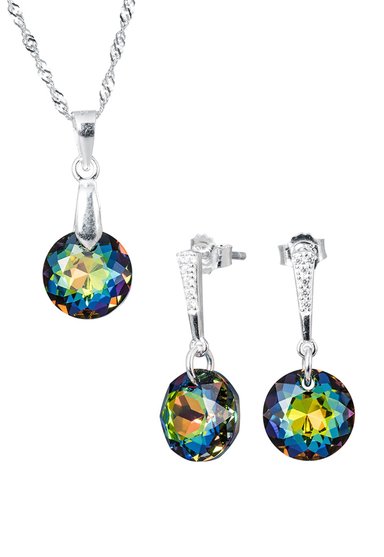 CONJUNTO JOYAS MONTERO PLATA ITALIANA 925 GRACIA Y CRISTALES GENUINOS VITRAL MEDIUM - 1