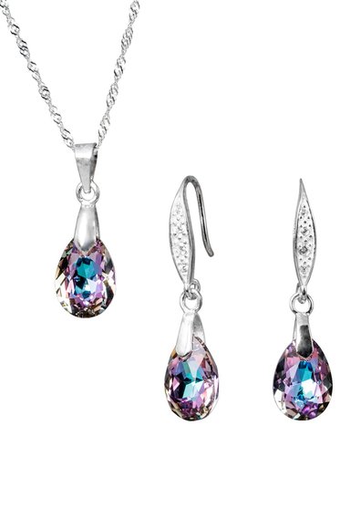 CONJUNTO JOYAS MONTERO PLATA ITALIANA 925 MILAN Y CRISTALES GENUINOS VITRAL LIGHT - 1