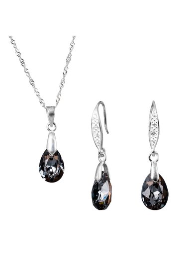 CONJUNTO JOYAS MONTERO PLATA ITALIANA 925 MILAN Y CRISTALES GENUINOS SILVER NIGHT - 1