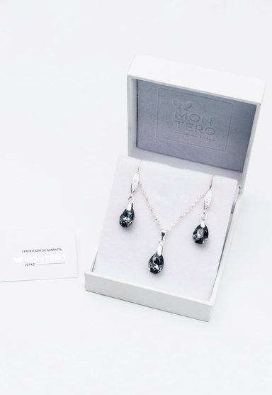 CONJUNTO JOYAS MONTERO PLATA ITALIANA 925 MILAN Y CRISTALES GENUINOS SILVER NIGHT - 3