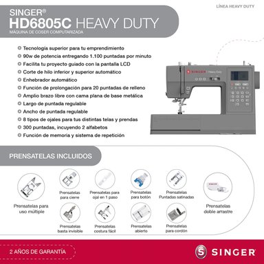 MAQUINA DE COSER SINGER HD6805C MÁQUINA DE COSER HEAVY DUTY COMPUTARIZADA - 2