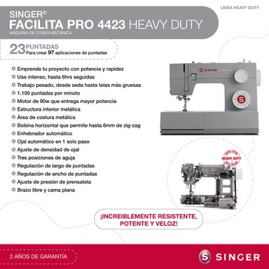 MÁQUINA DE COSER SINGER FACILITA PRO 4423 90W - 5