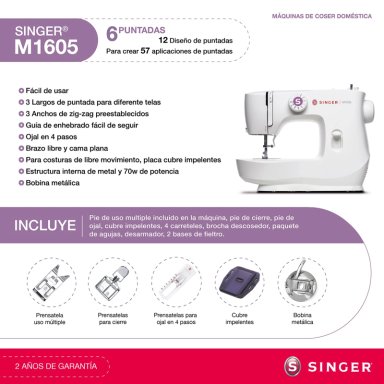 MÁQUINA DE COSER SINGER M1605 70W - 2