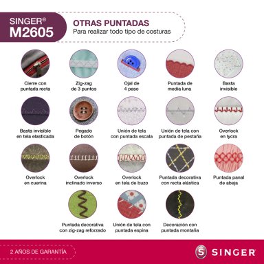 MÁQUINA DE COSER RECTA ZIG ZAG SINGER M2605 70W - 4