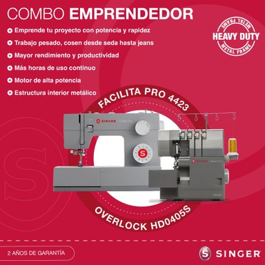 COMBO SINGER HEAVY DUTY FACILITA PRO 4423 + OVERLOCK HD0405S - 2