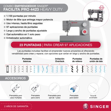 COMBO SINGER HEAVY DUTY FACILITA PRO 4423 + OVERLOCK HD0405S - 3