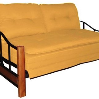 SOFA CAMA RECUTEX RANCO 2 CUERPOS ACERO MOSTAZA - 1