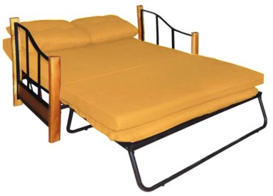 SOFA CAMA RECUTEX RANCO 2 CUERPOS ACERO MOSTAZA - 2