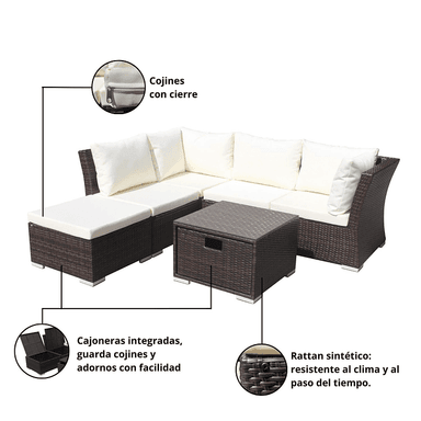 JUEGO LIVING TERRAZA FRESNO CHOCOLATE - 8