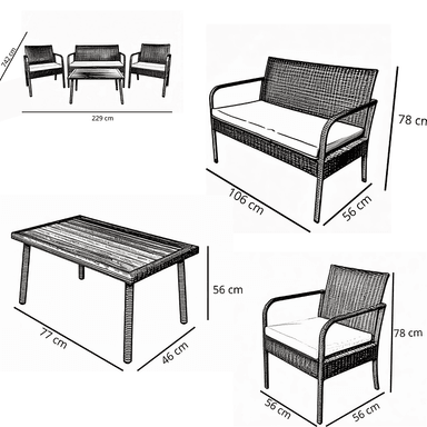 JUEGO LIVING ELBARCO.CL S011/FLOR TERRAZA FLORENCIA 4 PERSONAS - 3