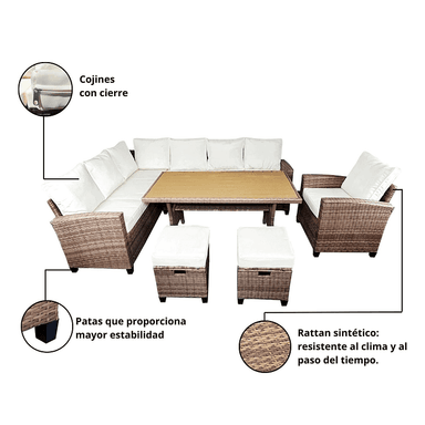 JUEGO LIVING COMEDOR TERRAZA ANASTASIA 10 PERSONAS - 7