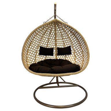 SILLA COLGANTE HAWÁI XL CARAMELO COJÍN CAFÉ - 2