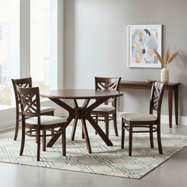JUEGO DE COMEDOR ESTELLE 4 SILLAS MARFIL - 1