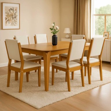 JUEGO DE COMEDOR AREZZO 160X90 CM 6 SILLAS BEIGE - 1