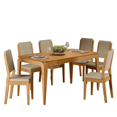JUEGO DE COMEDOR AREZZO 160X90 CM 6 SILLAS BEIGE - 2